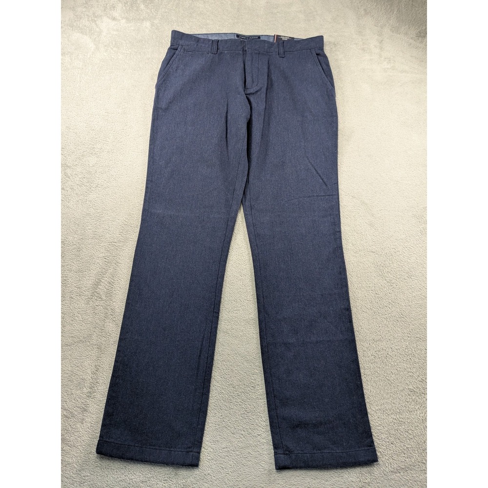 Tommy Hilfiger Mens Slim Fit Herringbone Chinos Navy Blue 33W 34L C8878A1366 474 - Picture 2 of 15